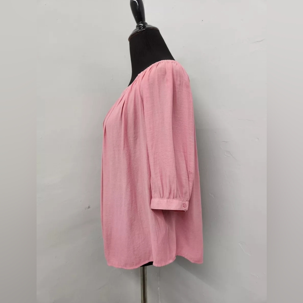 GAP Women's Dusty Pink Drapey Off-Shoulder Elbow Sleeves Peasant Blouse Top- XL - Picture 4 of 15